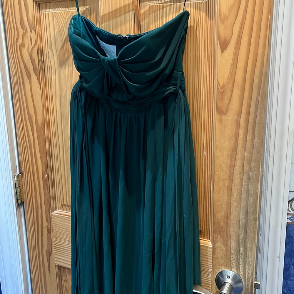 Green strapless long dress